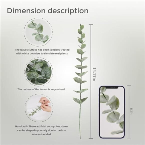 Artificial Eucalyptus Stems 18pcs Fake Greenery for Wedding Home Decor - Picture 2 of 7
